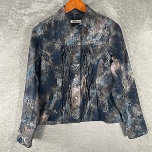 Coldwater Creek Shirt Womens 4 Blouse Paisley‎ Pintuck Beaded Y2K Boho Coquette